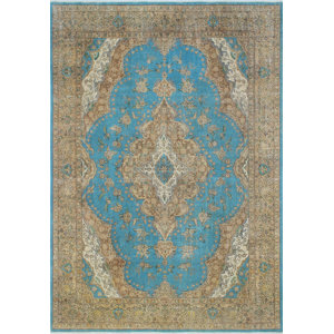 One-of-a-Kind Distressed Overdyed Hamid Hand-Knotted Blue Area Rug