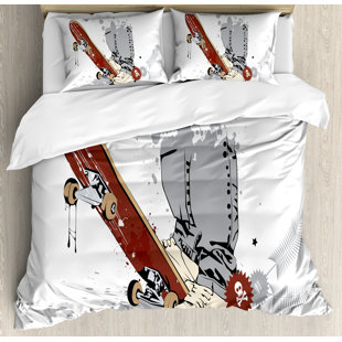 Go to store & view more images East Urban Home Skateboard with Feet in Sneakers Duvet Set