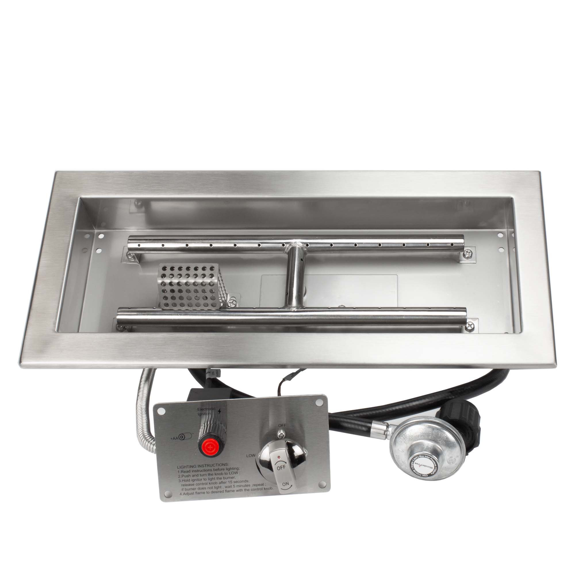 Celestial Fire Glass Rectangular CSA Certified Fire Pit Burner Kit