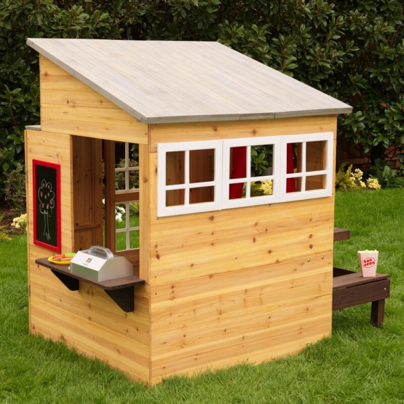 outdoor playhouse with loft