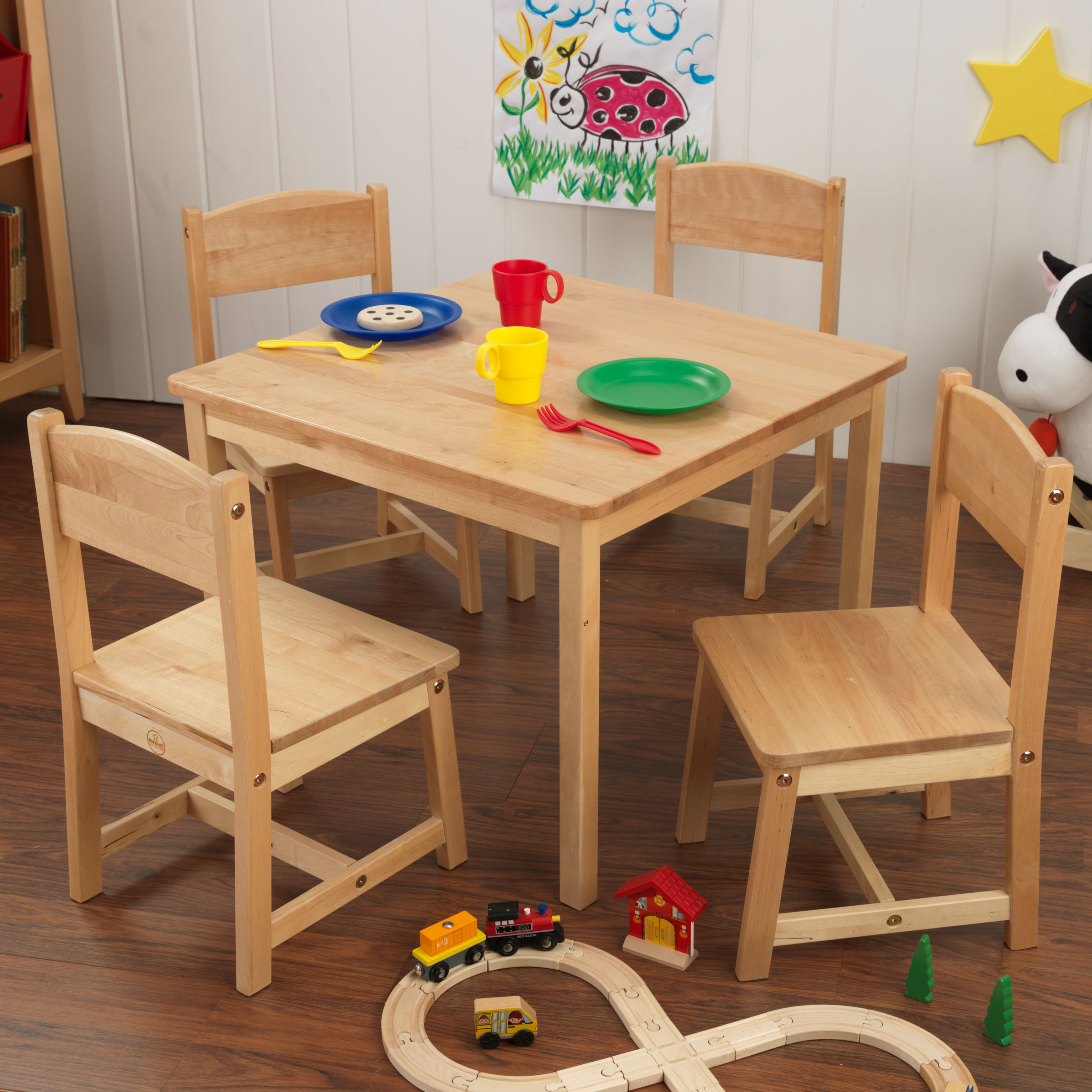 White Table /& Chair HYGRAD/® Multi-Purpose Kids Childrens Wooden Table and 2 Chair Set For homeschooling Preschoolers Boys and Girls Activity Build /& Play Table Chair Set