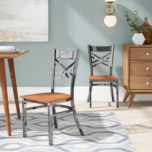 MacArthur Curved Coated ''X'' Back Metal Restaurant Side Chair (Set Of 2) by Ebern Designs Coupon
