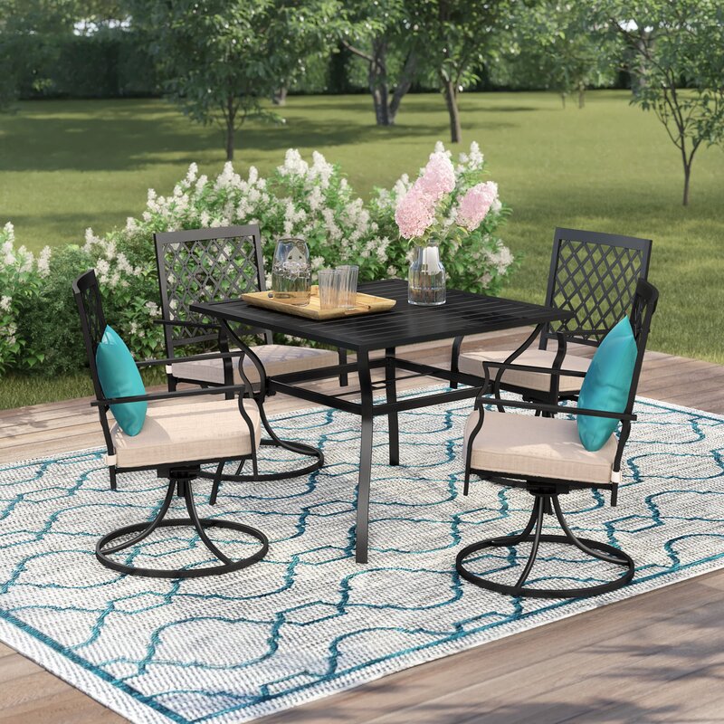 Stockard 5 Piece Patio Dining Set with Cushions