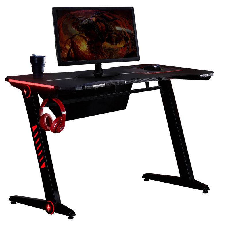 computer desk with lights