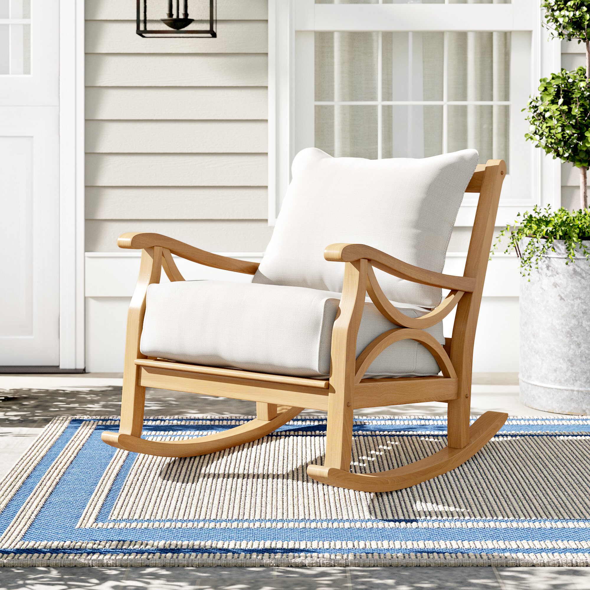 Brunswick Teak Rocking Chair With Cushion Reviews Birch Lane