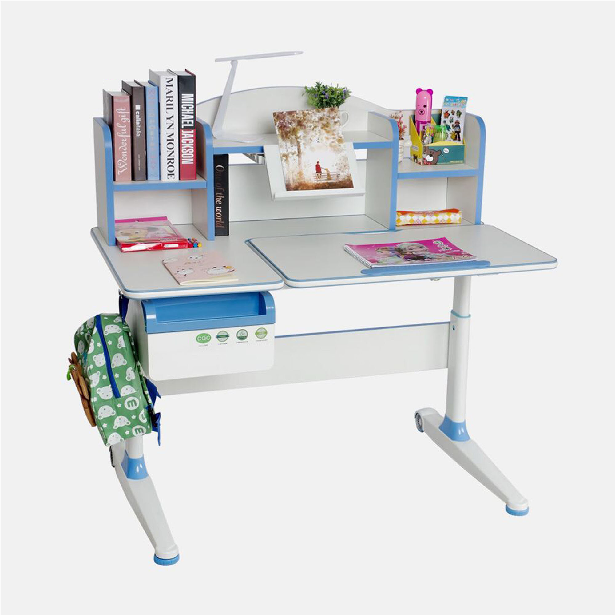 Symple Stuff Araceli Adjustable Kids Study Desk With Book Shelf
