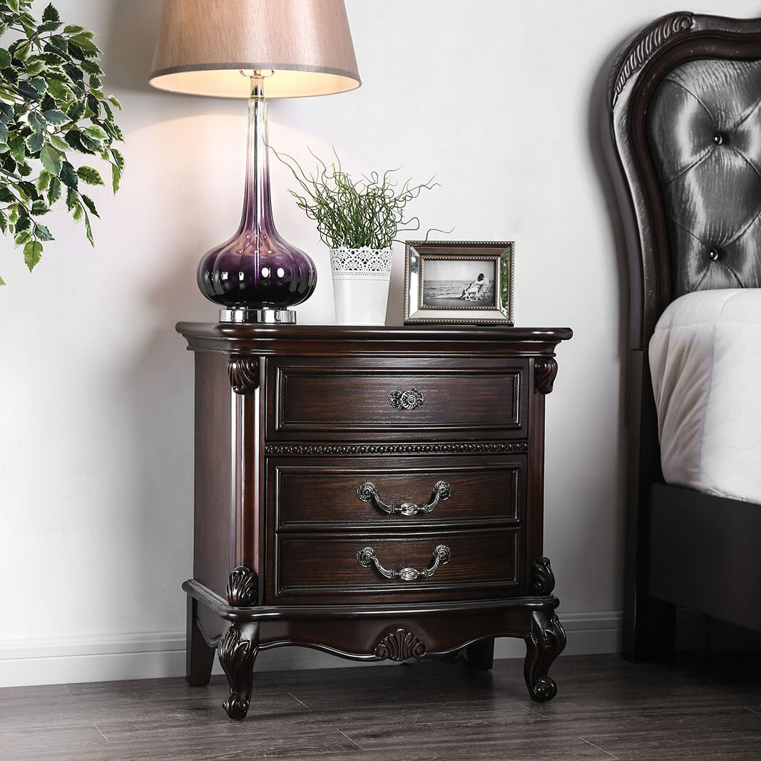 Astoria Grand Steinbach 3 Drawer Nightstand In Espresso Wayfair