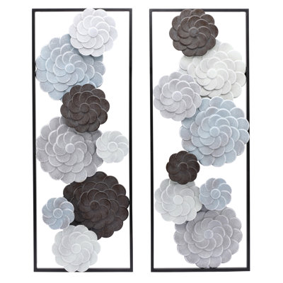 2 Piece Flowers Metal Wall Decor Set