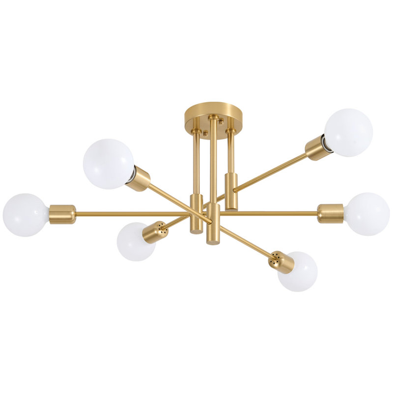 sevin 6 - light 25.2'' sputnik cylinder flush mount fixture finish: gold