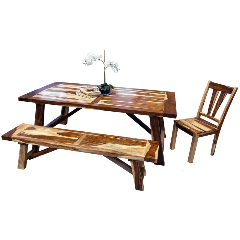 Loon Peak Marissa 6 Piece Solid Wood Breakfast Nook Dining Set