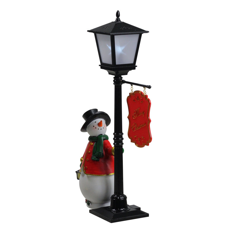 Northlight 14.5" Mini Pre-lit Street Lamp and Snowman ...