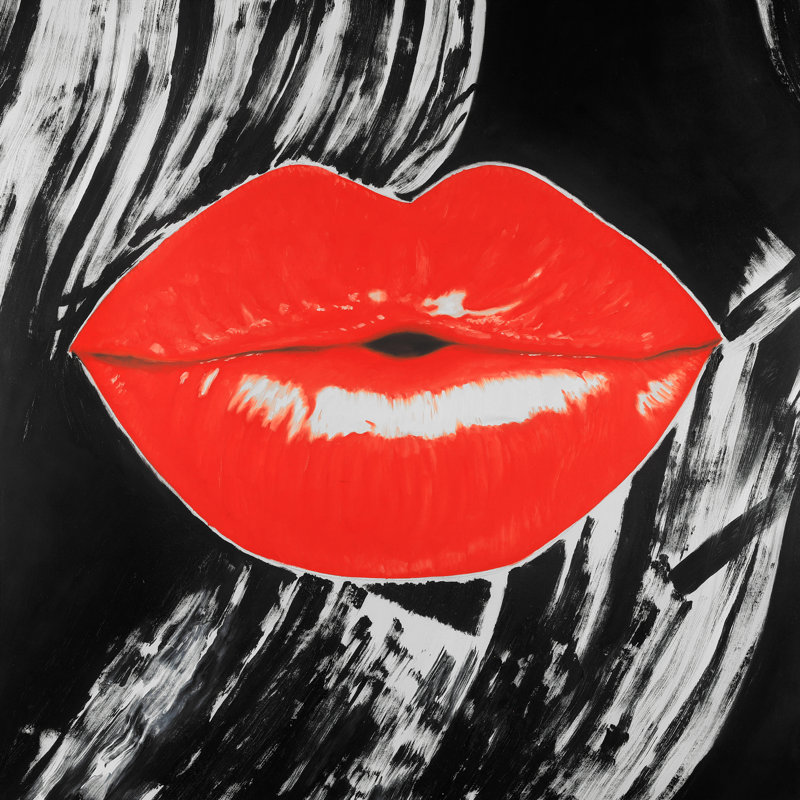 House Of Hampton Pouty Glossy Lips On A Background Oil Painting