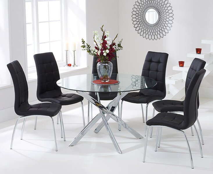 round dining set with 6 chairs