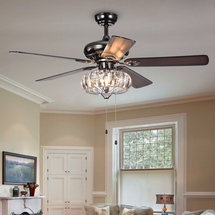 52 Laivai Crystal 5 Blade Ceiling Fan Light Kit Included