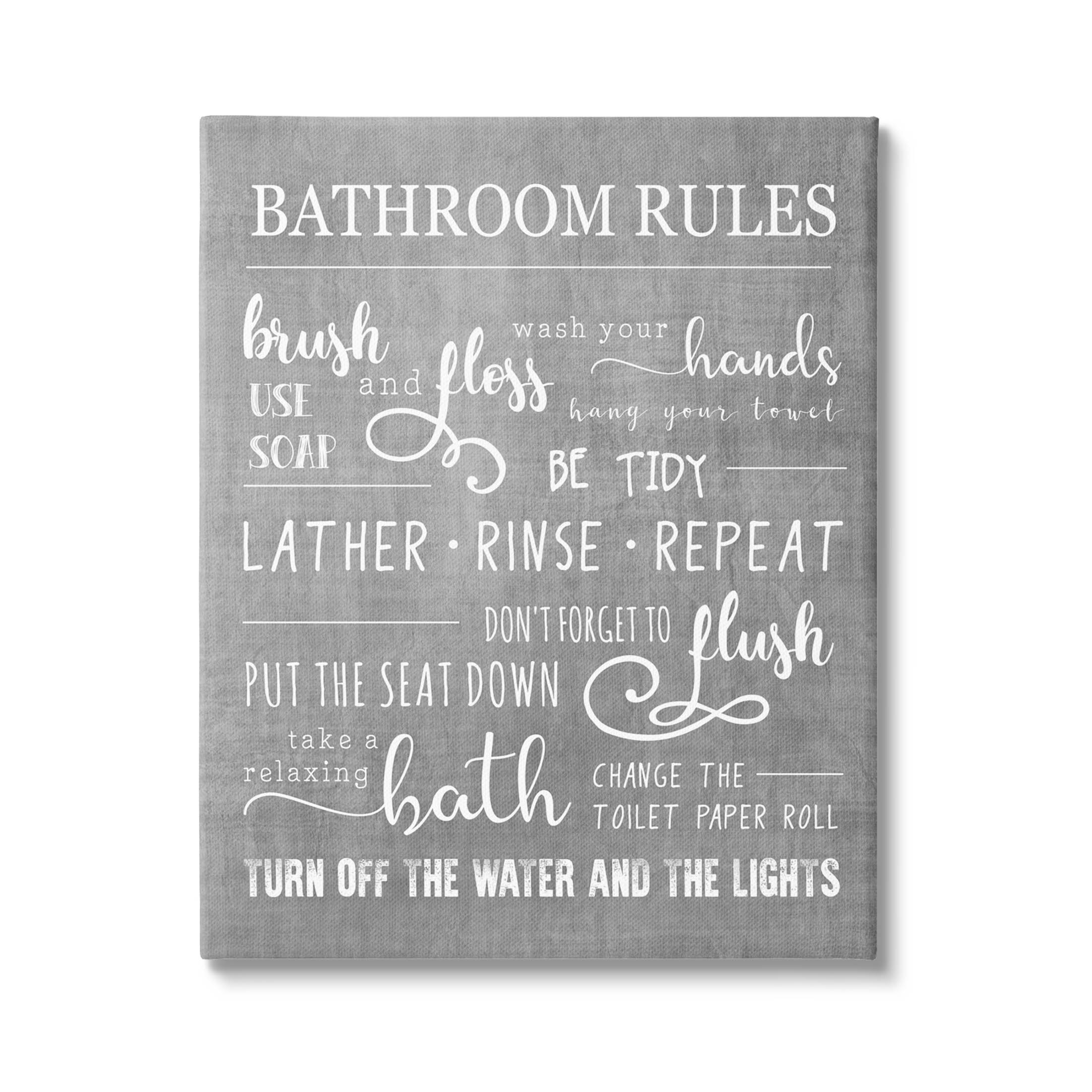 Stupell Industries Bathroom Rules List Sign by Wrapped Canvas Graphic
