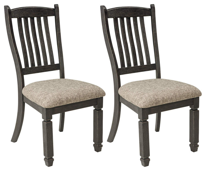 Molly Slat Back Side Chair in Antique White and Brown Leg Color: Black