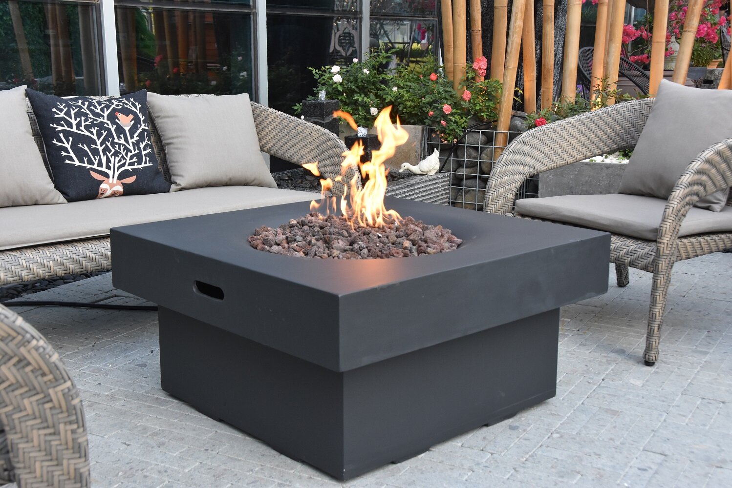 Latitude Run® Aswith 17'' H x 34'' W Concrete Outdoor Fire Pit Table ...