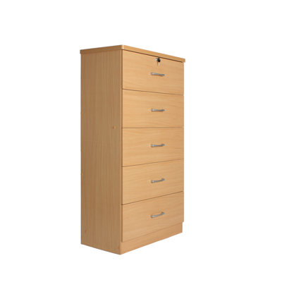 Clifton Better Home Products Olivia Wooden Tall 5 Drawer Chest Bedroom Dresser