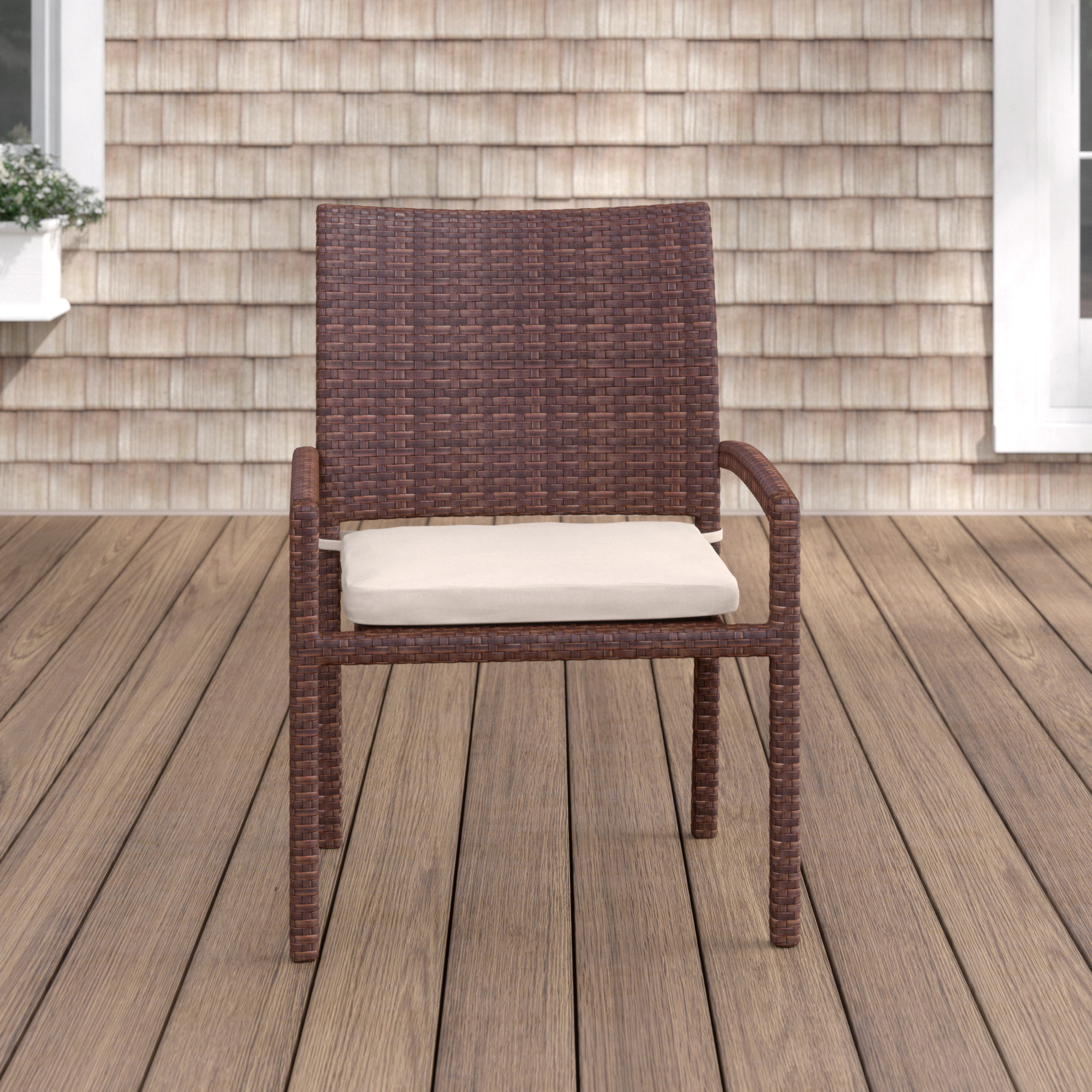 Birch Lane™ Lindy Stacking Patio Dining Chair with Cushion & Reviews