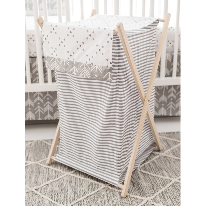 white linen laundry basket