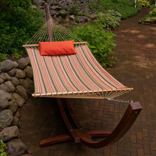 Go to store & view more images Cardona Striped Sunbrella Double Tree Hammock by Red Barrel Studio