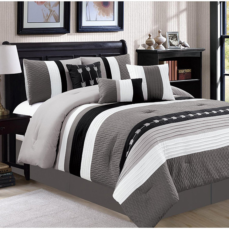 Alyze Microfiber Modern & Contemporary 7 Piece Comforter Set