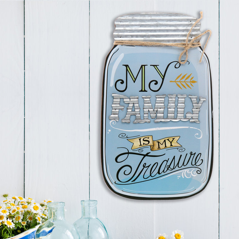 Gracie Oaks My Family Is My Treasure Mason Jar Wall Decor Wayfair