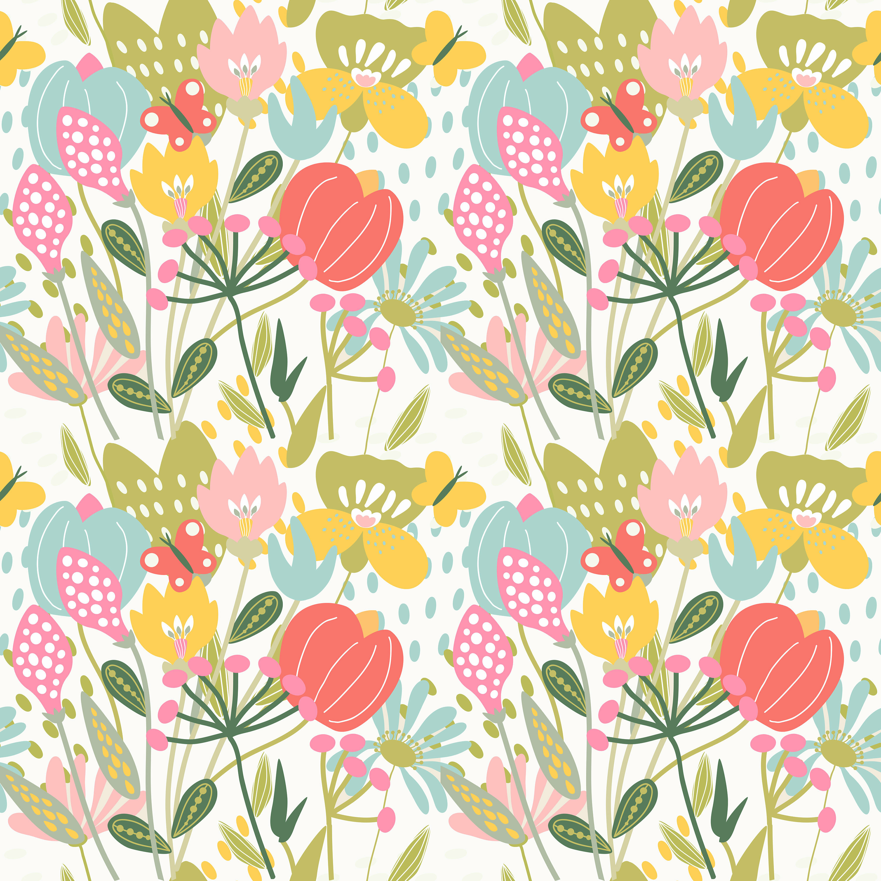 Spring Field Flowers Nature Removable wallpaper Floral Nursery Peel and stick