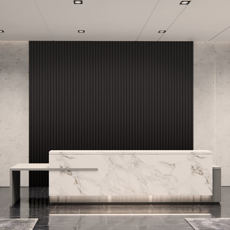 8 Piece 96" x 6.26" WPC Slat Wall Panels, 3D Wood Look Acoustic Diffuser Wall Paneling for Modern Decor Color: Matte Black