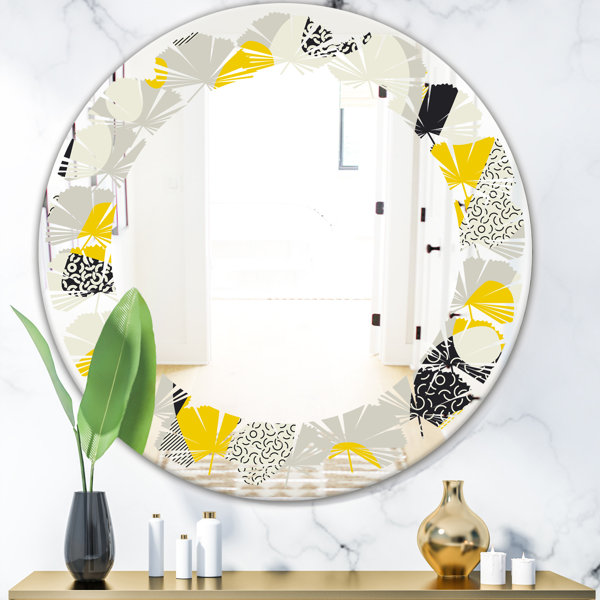 East Urban Home Leaves Abstract Design Pattern V Modern Frameless Wall Mirror
