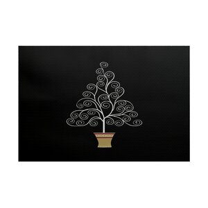 Filigree Tree Black Indoor/Outdoor Area Rug
