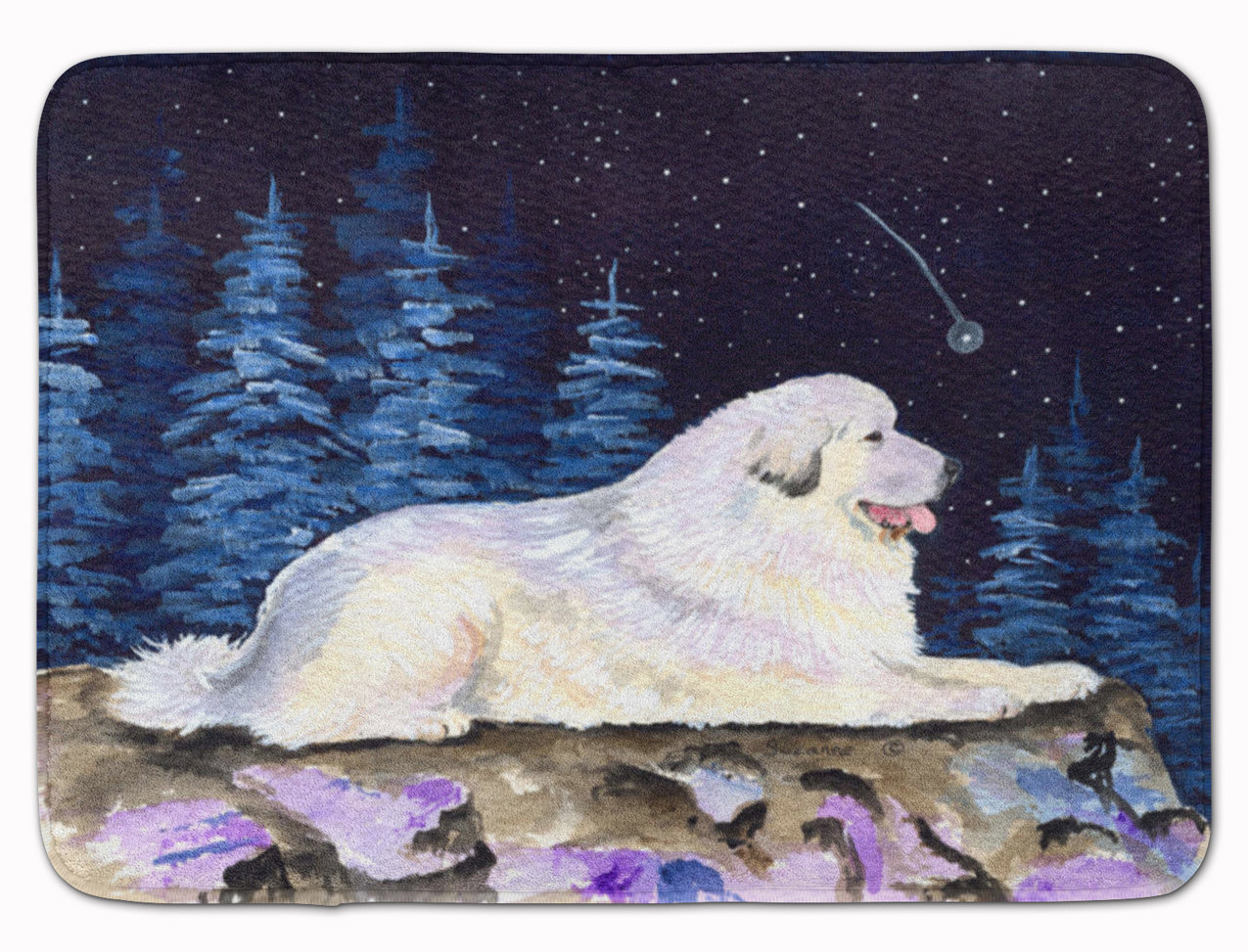 East Urban Home Starry Night Great Pyrenees Rectangle Microfiber Non Slip Bath Rug Wayfair