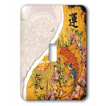 Koi Coaster Set Asian Art Oriental Pond Birds Picture Decorative Bar Gift