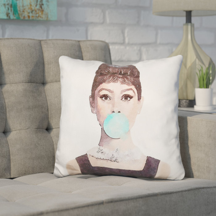 Wrought Studio Corlett Audrey Hepburn Bubble Throw Pillow