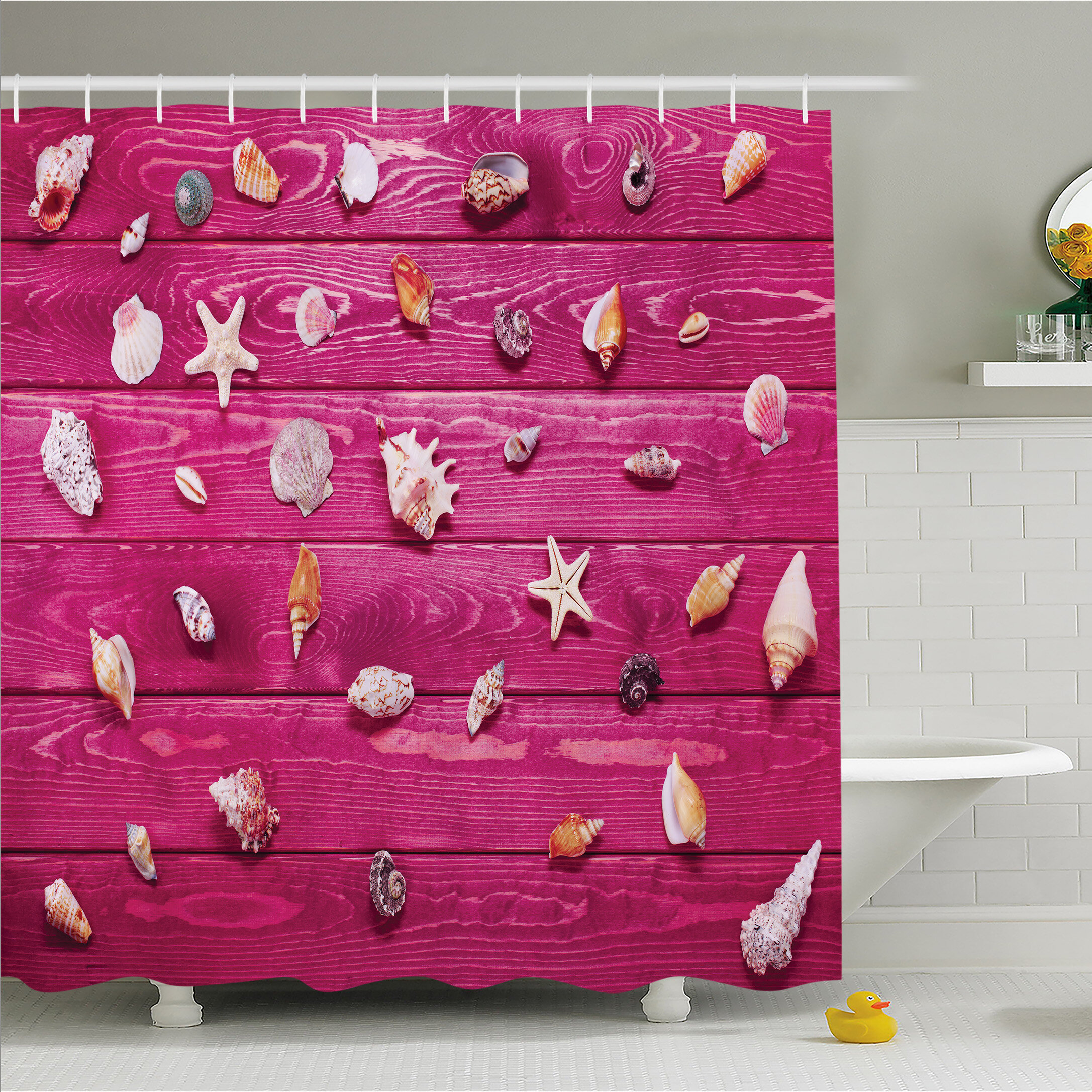 Pearl Seashell Sea Shell Tropical Nautical 12 Shower Curtain Hooks Bath Decor 