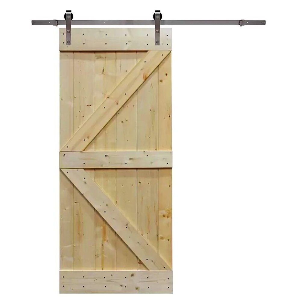 Calhome Paneled Wood and Metal Room Dividers Barn Door without
