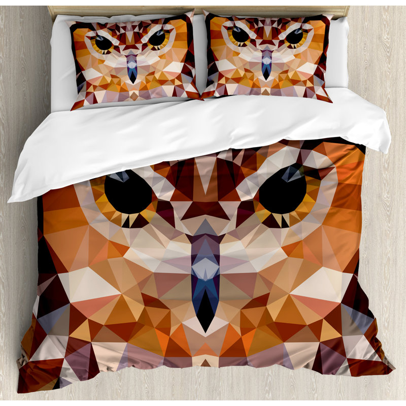 East Urban Home Geometric Mosaic Owl Head In Triangle Forms Retro