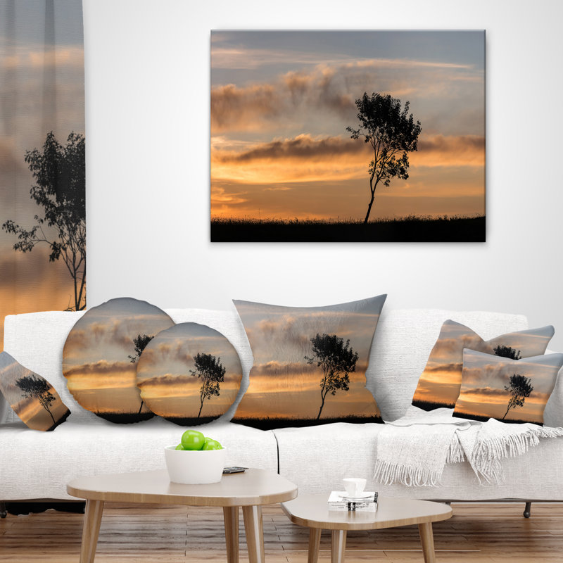 East Urban Home Lonely Tree Silhouette Rightwards Landscape Printed Lumbar Pillow Wayfair