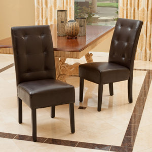 Mira Genuine Leather Upholstered Dining Chair (Set of 2)