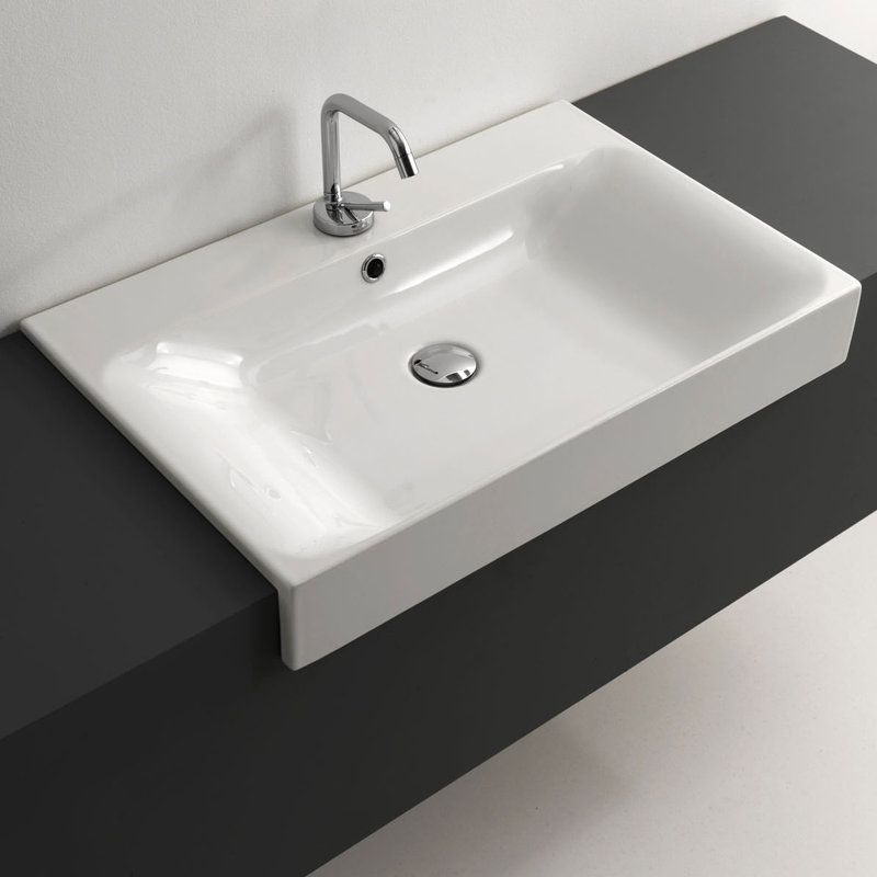 Ws Bath Collections Cento Ceramic Ceramic Rectangular Vessel Bathroom Sink With Overflow Wayfair