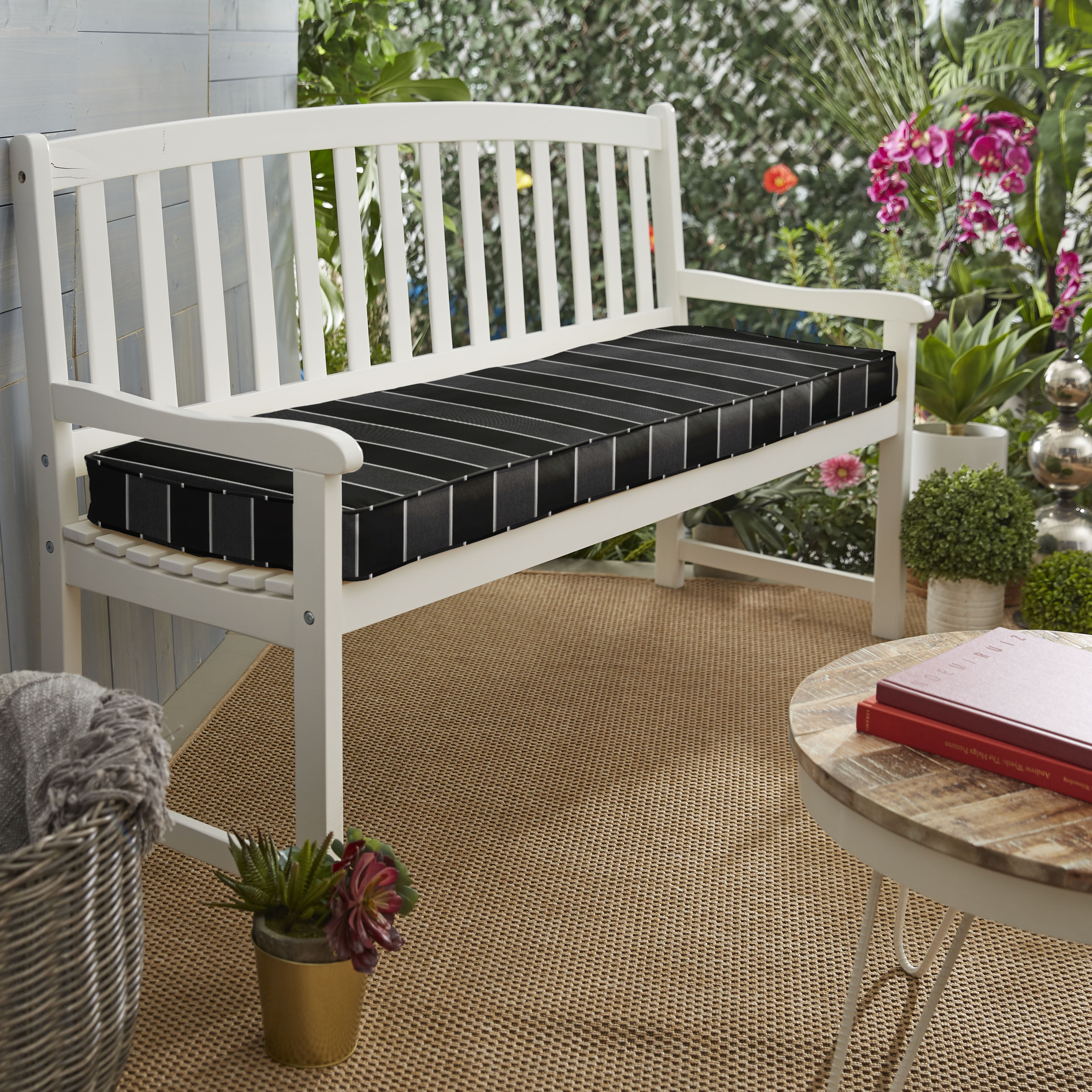Brayden Studio Stripe Indoor Outdoor Sunbrella Bench Cushion Wayfair