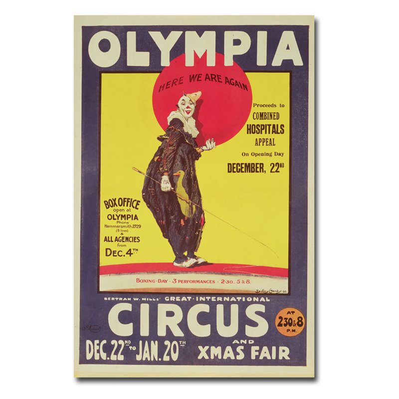 Trademark Art Bertram Mills Circus 1922 By Dudley Hardy Vintage Advertisement On Wrapped Canvas Wayfair