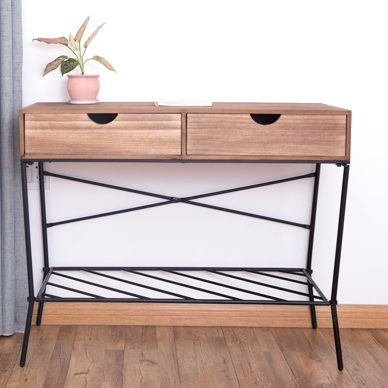 Williston Forge Higgenbotham 2 Drawers And Storage Shelf Console