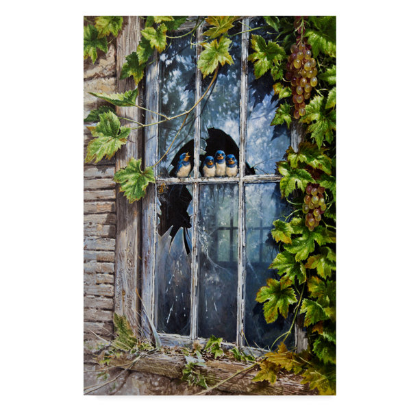 World Menagerie Birds In Broken Window Acrylic Painting Print On