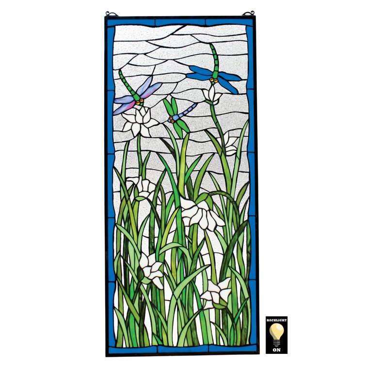 Design Toscano Dragonflies Dance Stained Glass Window Reviews Wayfair