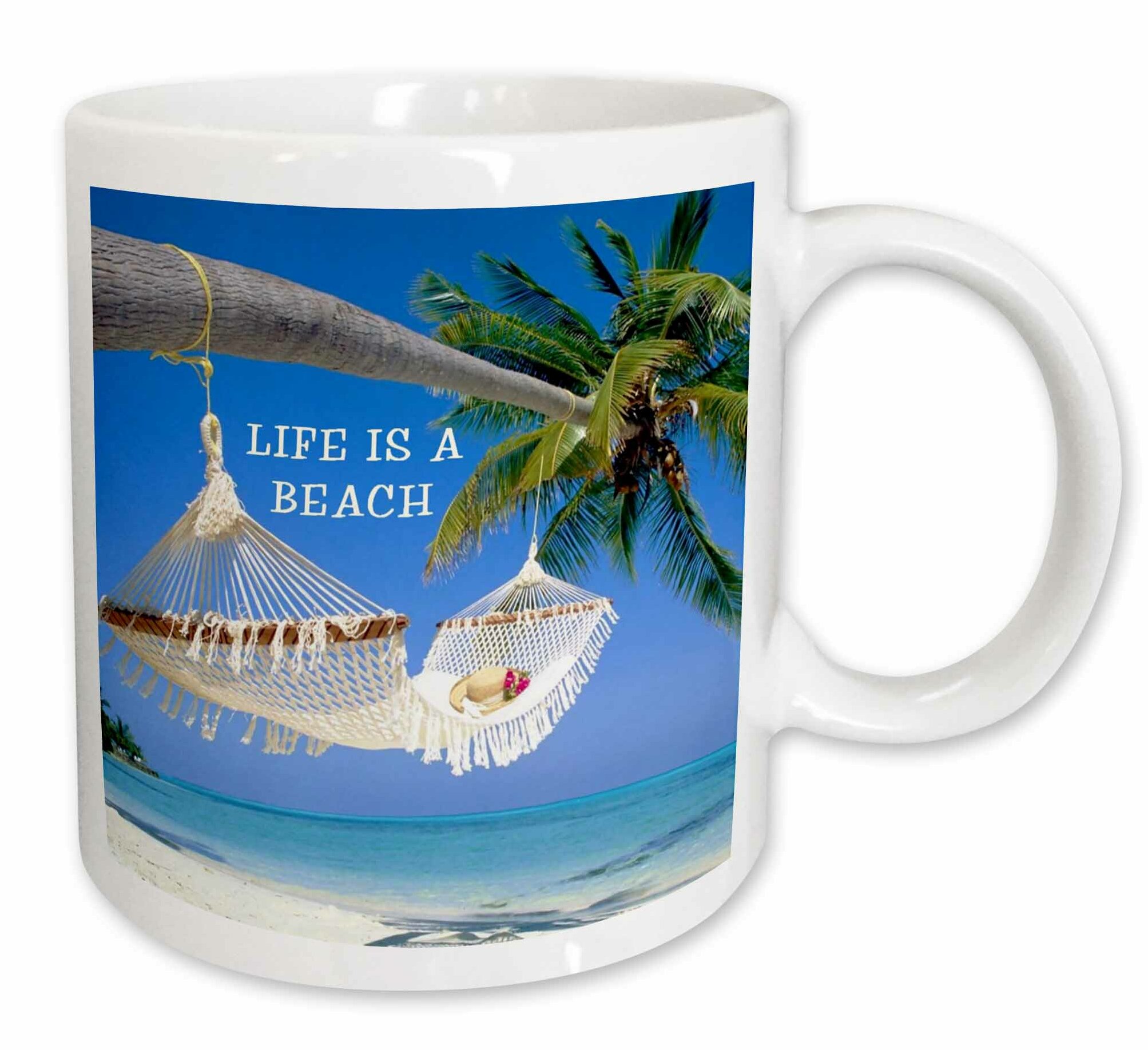 Sip from one of our many Beach Sayings coffee mugs, travel mugs and tea cup...