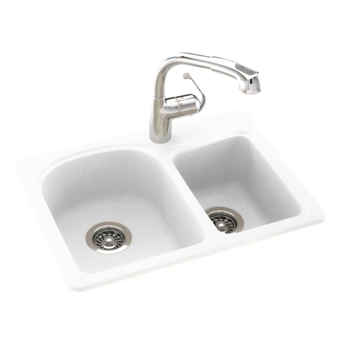 Swanstone Kitchen Sinks 25 L X 18 W Double Basin Drop In Kitchen Sink