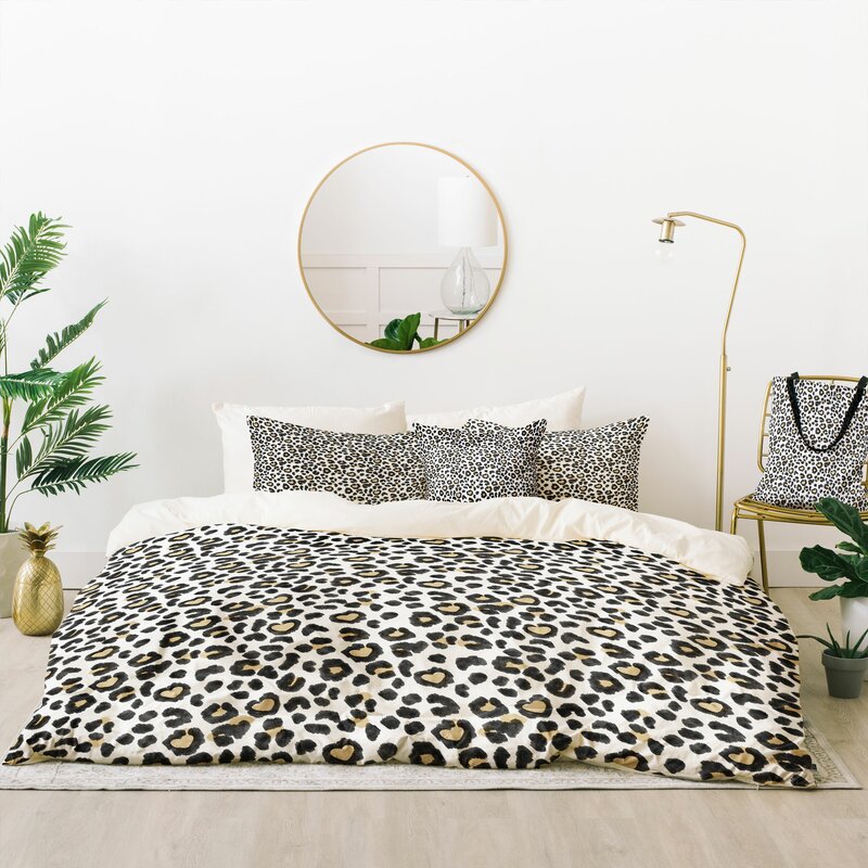 East Urban Home Dash And Ash Leopard Heart Duvet Cover Set Wayfair