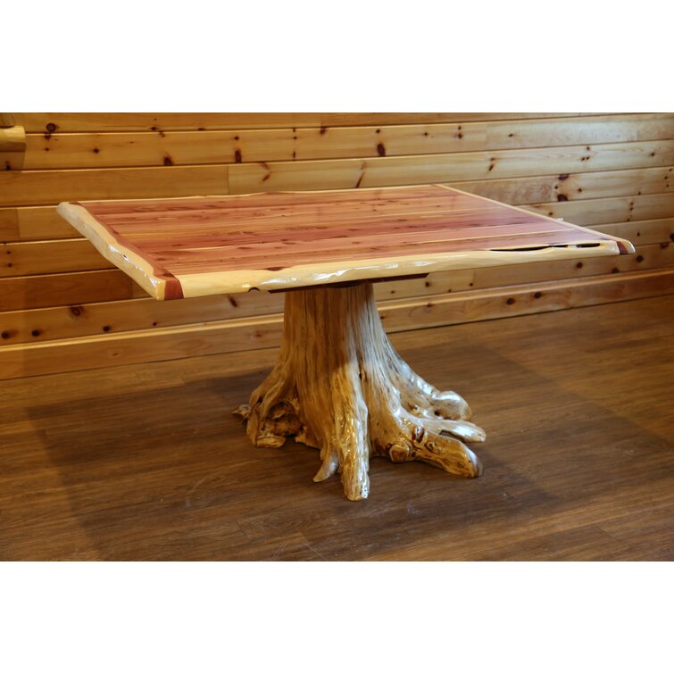 Wine table made of natural cedar wood