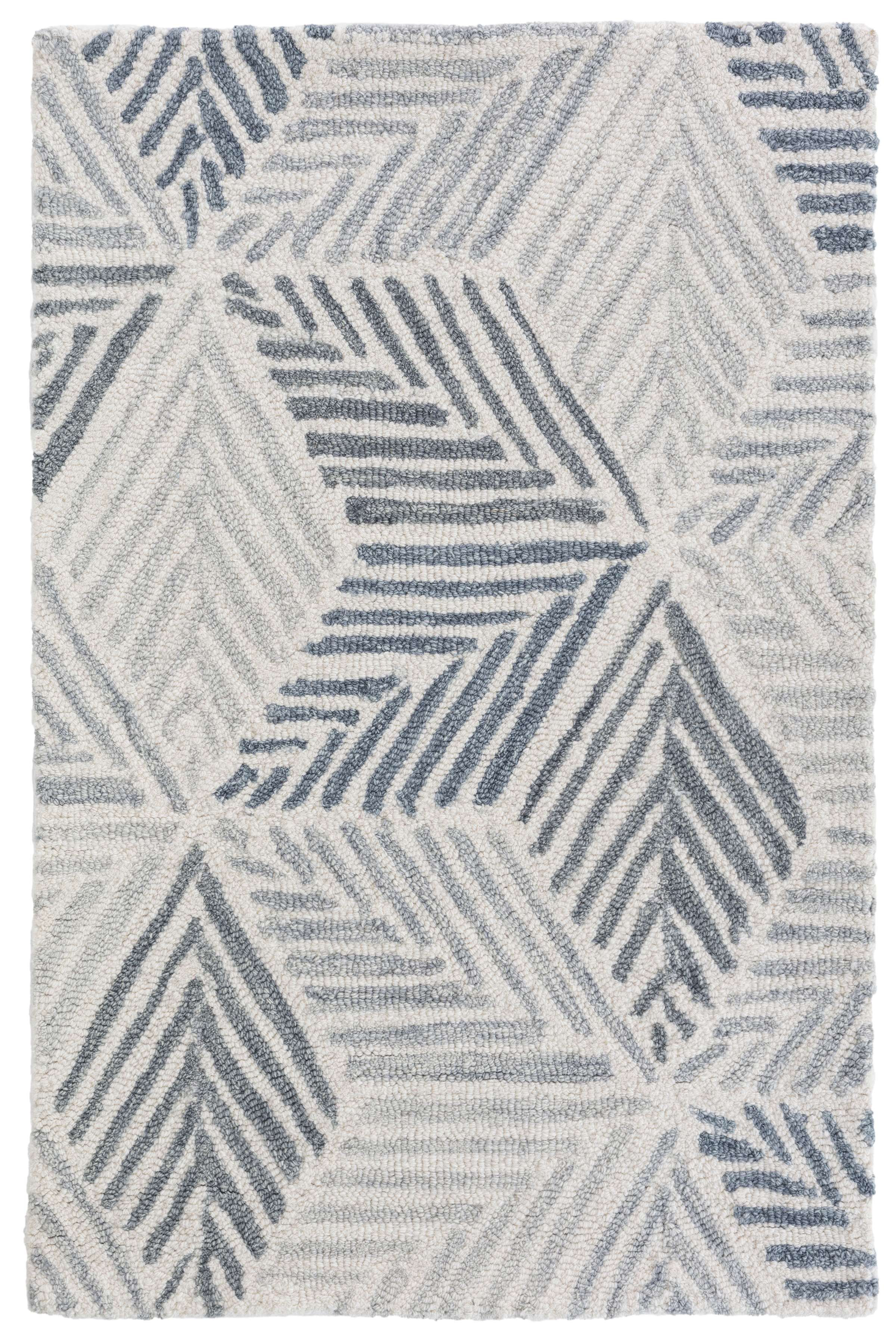 Dash and Albert Rugs Karari Handmade Looped/Hooked Wool Gray/Blue Rug ...